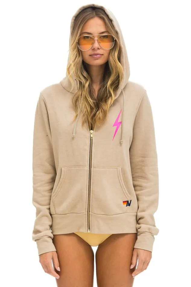 WomenMen Hoodies Aviator Nation Bolt 2 Hoodie 8211 Sand Neon Pink