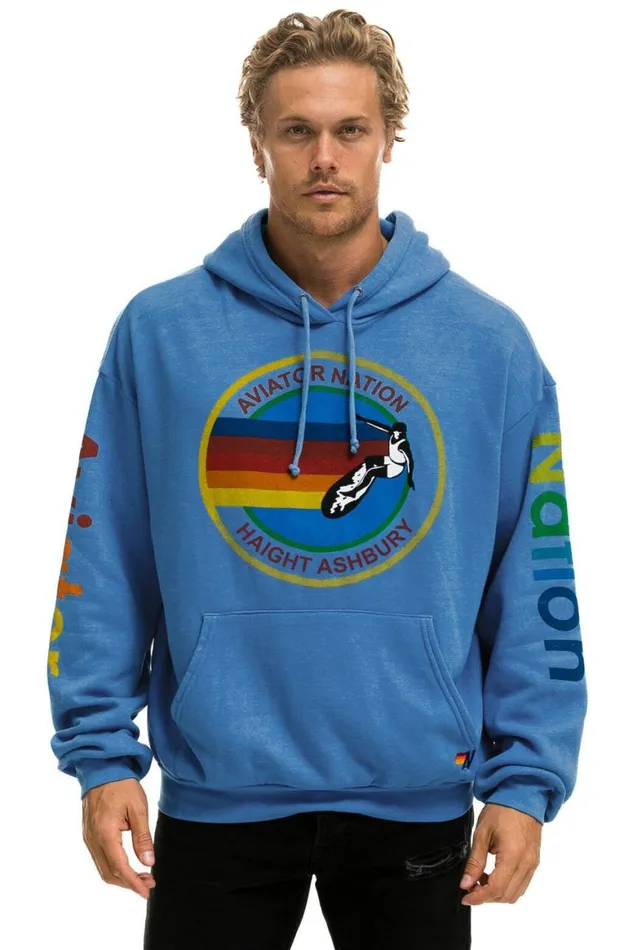 WomenMen Hoodies Aviator Nation Haight Ashbury Relaxed Pullover Hoodie 8211 Cobalt
