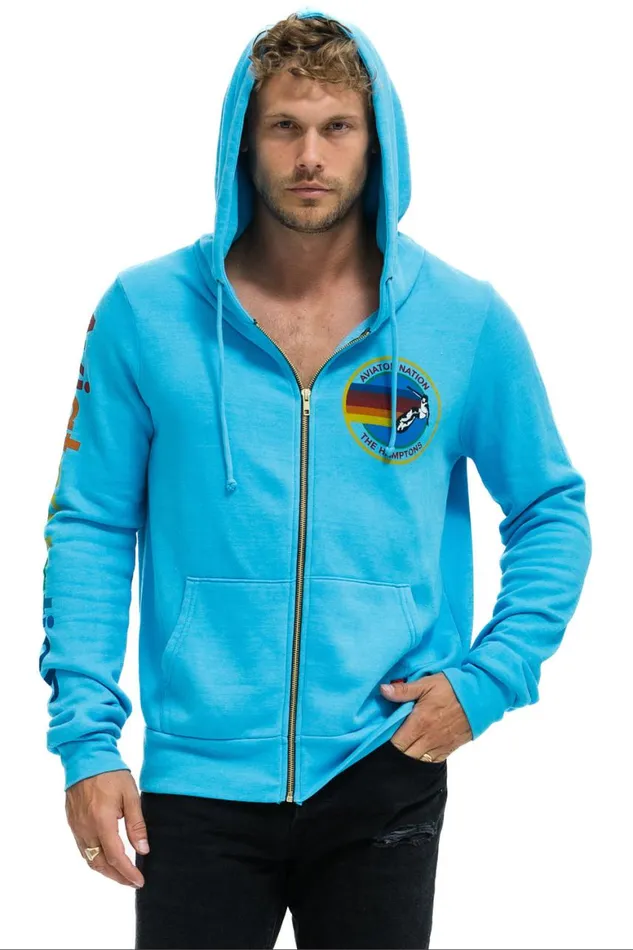 WomenMen Hoodies Aviator Nation Hamptons Hoodie 8211 Neon Blue