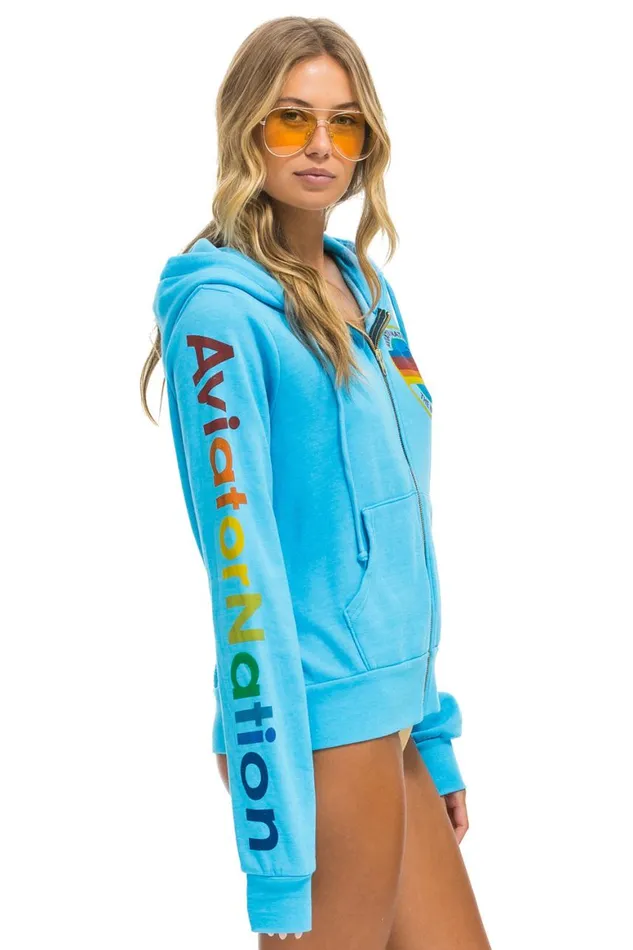 WomenMen Hoodies Aviator Nation Hamptons Hoodie 8211 Neon Blue