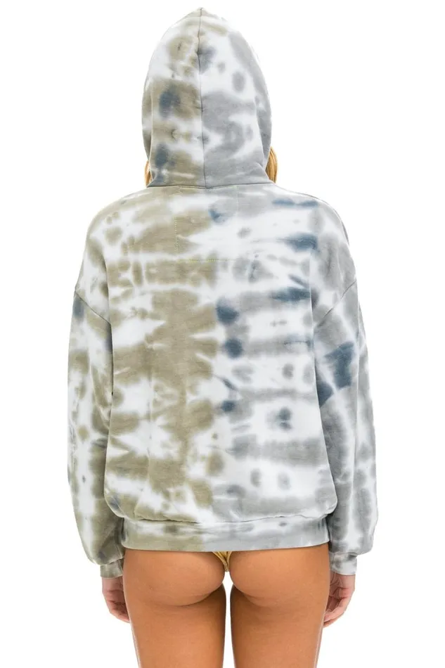 WomenMen Hoodies Aviator Nation Hand Dyed Pullover Hoodie Relaxed 8211 Tie Dye Grey Olive