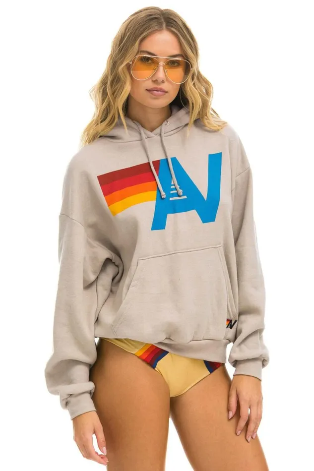 WomenMen Hoodies Aviator Nation Logo Pullover Relaxed Hoodie 8211 Sand