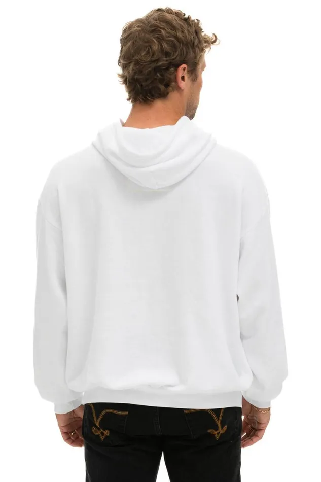WomenMen Hoodies Aviator Nation Logo Stitch Pullover Relaxed Hoodie 8211 White