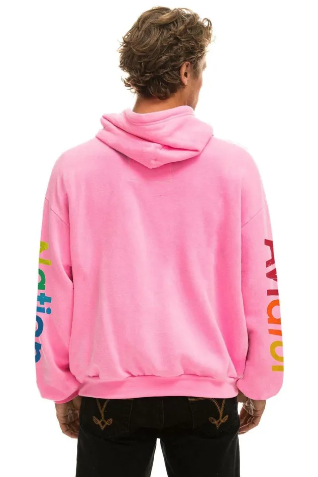 WomenMen Hoodies Aviator Nation Mill Valley Relaxed Pullover Hoodie 8211 Neon Pink