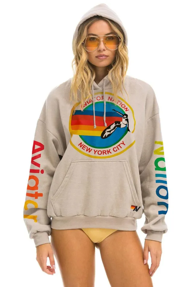 WomenMen Hoodies Aviator Nation New York City Relaxed Pullover Hoodie 8211 Sand WomenMen Hoodies Aviator Nation New York City Relaxed Pullover Hoodie 8211 Sand