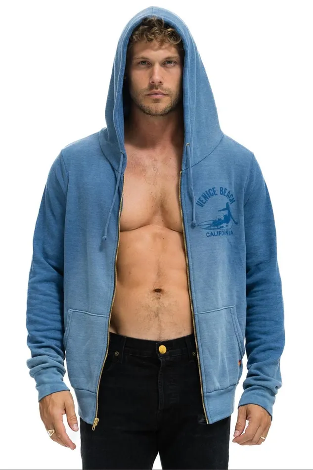 WomenMen Hoodies Aviator Nation Venice Surfer Zip Hoodie 8211 Faded Water