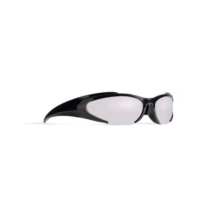 WomenMen Ski Balenciaga Skiwear 8211 Reverse Xpander Rectangle Sunglasses In Black