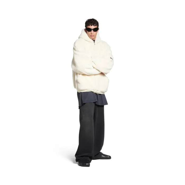 WomenMen Sweatshirts and Hoodies Balenciaga Outerwear Zipup Hoodie In Light Beige WomenMen Sweatshirts and Hoodies Balenciaga Outerwear Zipup Hoodie In Light Beige