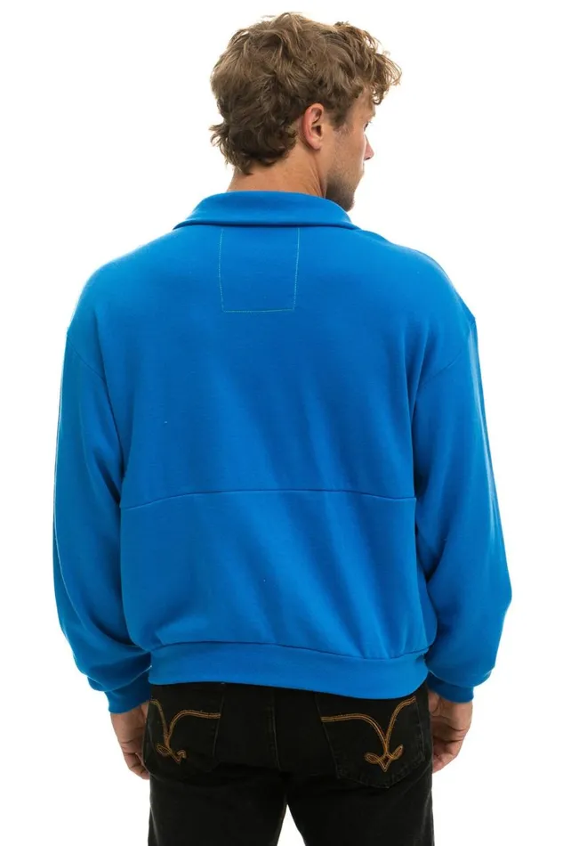 WomenMen Sweatshirts Aviator Nation Mountain Embroidery Half Zip Sweatshirt 8211 Ocean