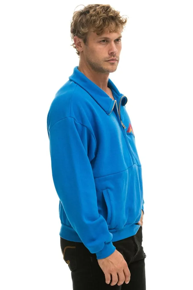 WomenMen Sweatshirts Aviator Nation Mountain Embroidery Half Zip Sweatshirt 8211 Ocean