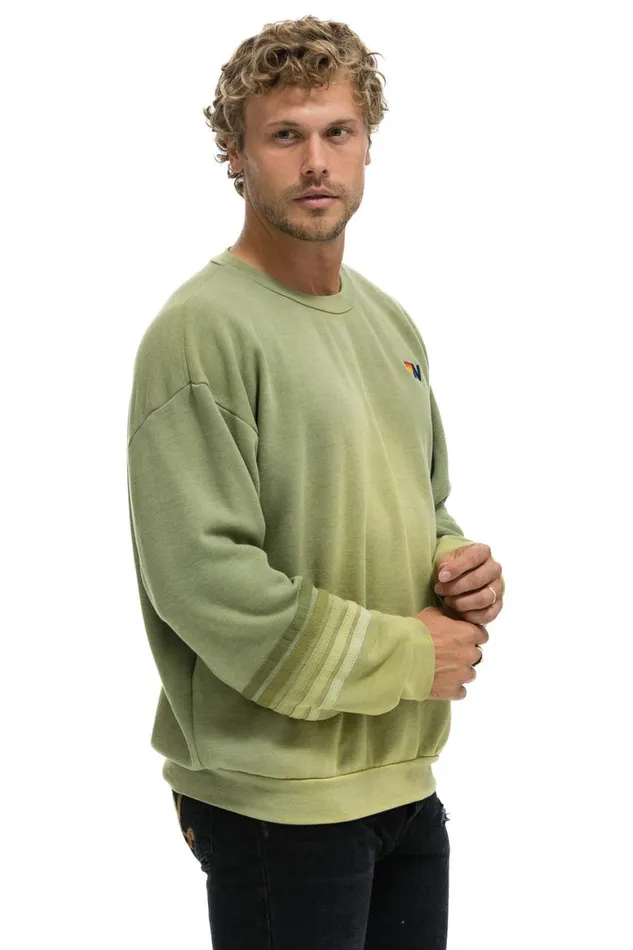 WomenMen Sweatshirts Aviator Nation Rugby Stitch Relaxed Crew Sweatshirt 8211 Faded Army