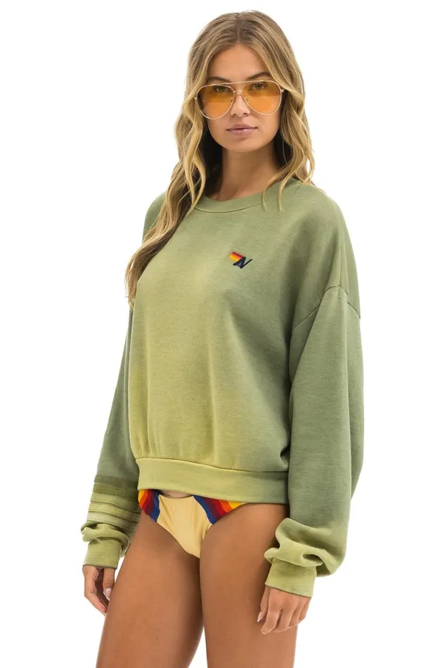 WomenMen Sweatshirts Aviator Nation Rugby Stitch Relaxed Crew Sweatshirt 8211 Faded Army
