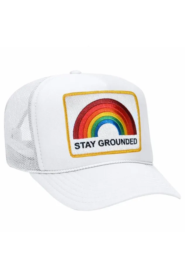 WomenMen Trucker Hats Aviator Nation Stay Grounded Trucker Hat