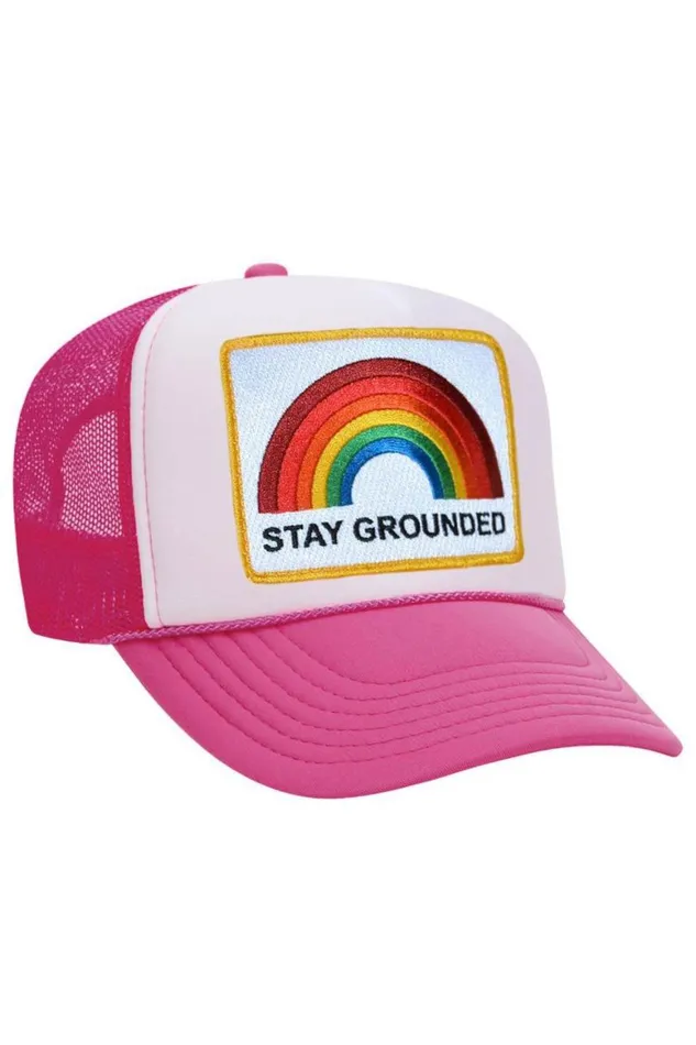 WomenMen Trucker Hats Aviator Nation Stay Grounded Trucker Hat