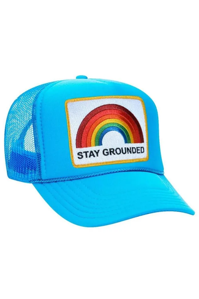 WomenMen Trucker Hats Aviator Nation Stay Grounded Trucker Hat