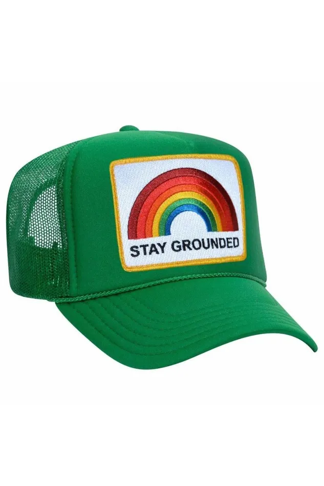 WomenMen Trucker Hats Aviator Nation Stay Grounded Trucker Hat
