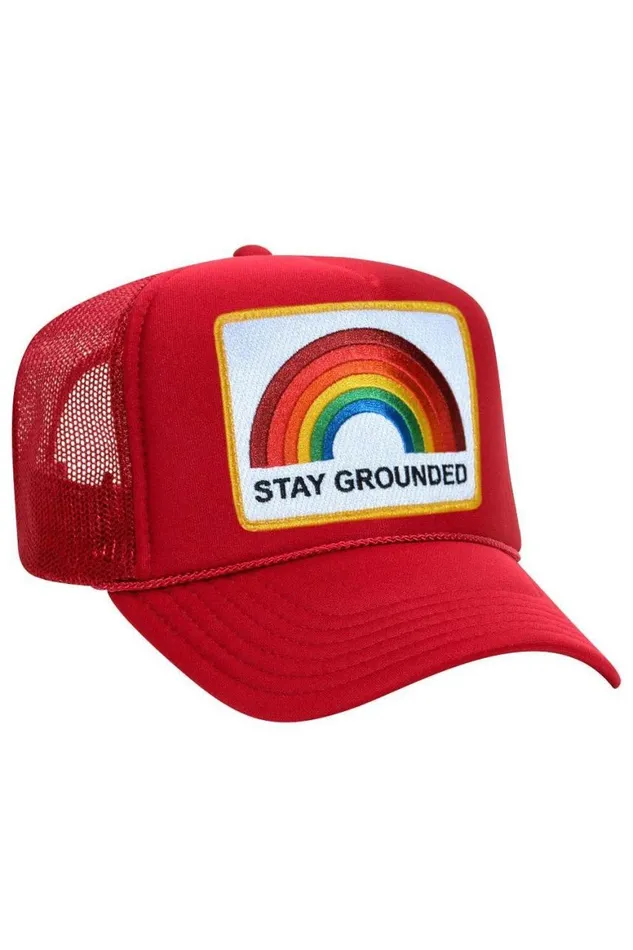 WomenMen Trucker Hats Aviator Nation Stay Grounded Trucker Hat