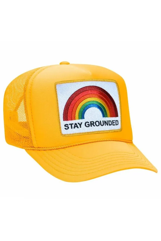 WomenMen Trucker Hats Aviator Nation Stay Grounded Trucker Hat