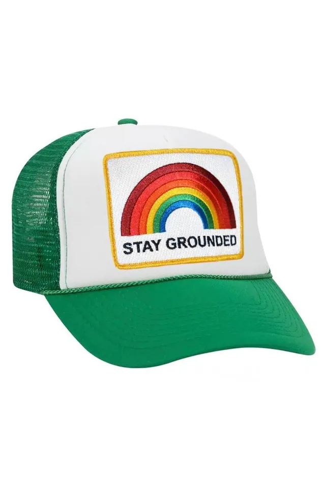 WomenMen Trucker Hats Aviator Nation Stay Grounded Trucker Hat