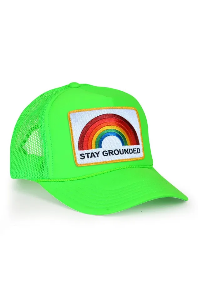 WomenMen Trucker Hats Aviator Nation Stay Grounded Trucker Hat