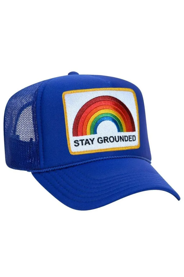 WomenMen Trucker Hats Aviator Nation Stay Grounded Trucker Hat