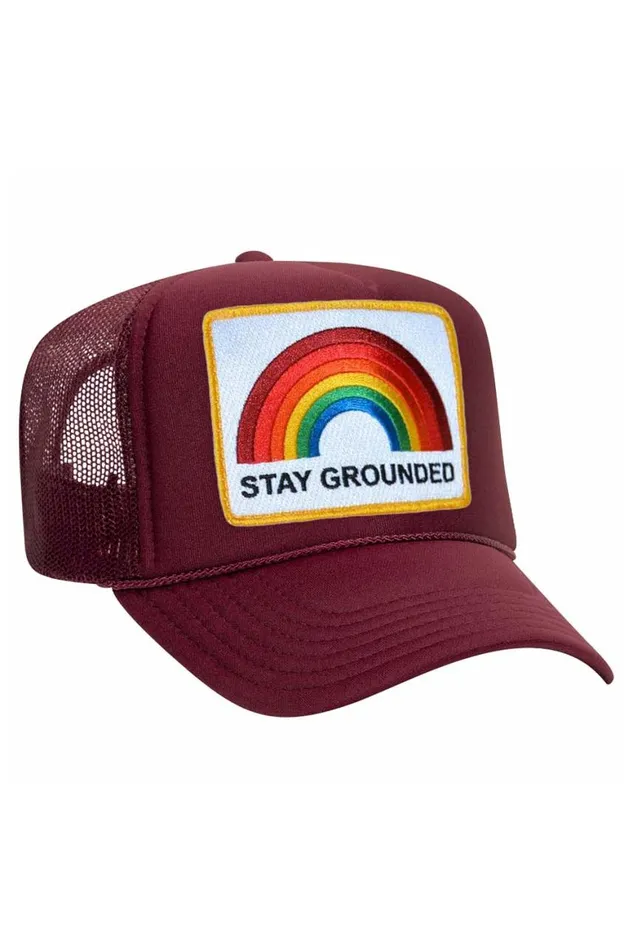 WomenMen Trucker Hats Aviator Nation Stay Grounded Trucker Hat