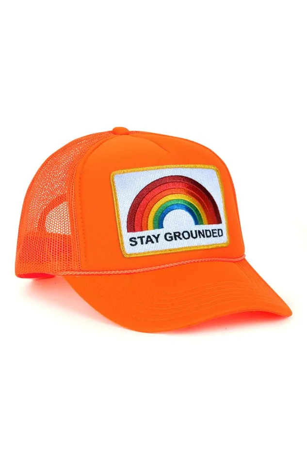 WomenMen Trucker Hats Aviator Nation Stay Grounded Trucker Hat