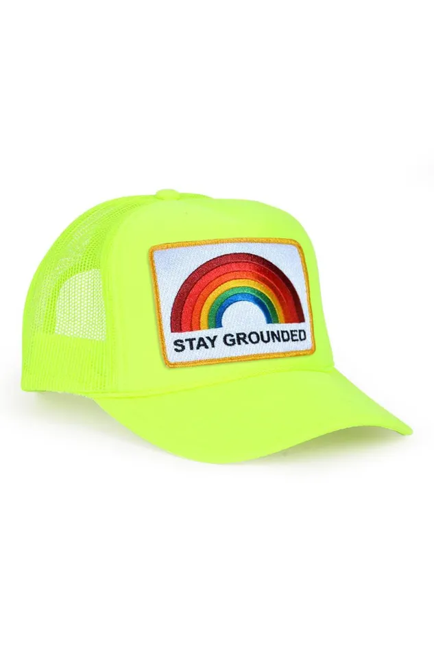 WomenMen Trucker Hats Aviator Nation Stay Grounded Trucker Hat