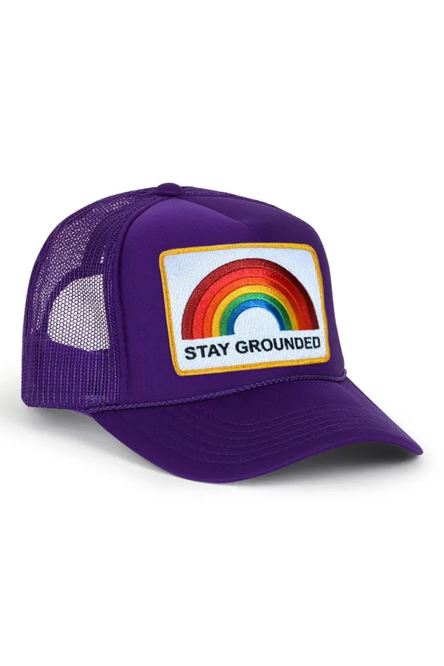 WomenMen Trucker Hats Aviator Nation Stay Grounded Trucker Hat