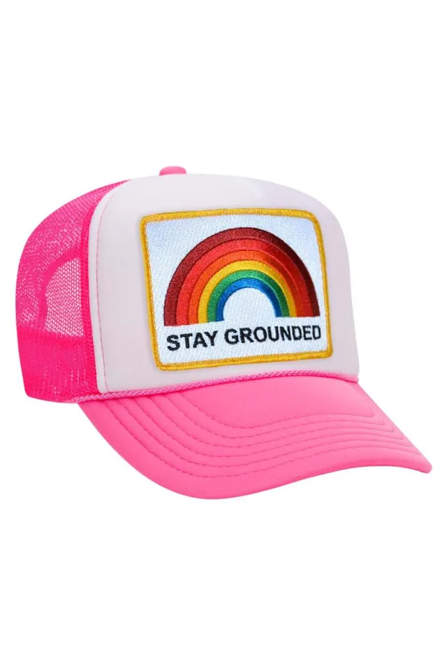 WomenMen Trucker Hats Aviator Nation Stay Grounded Trucker Hat