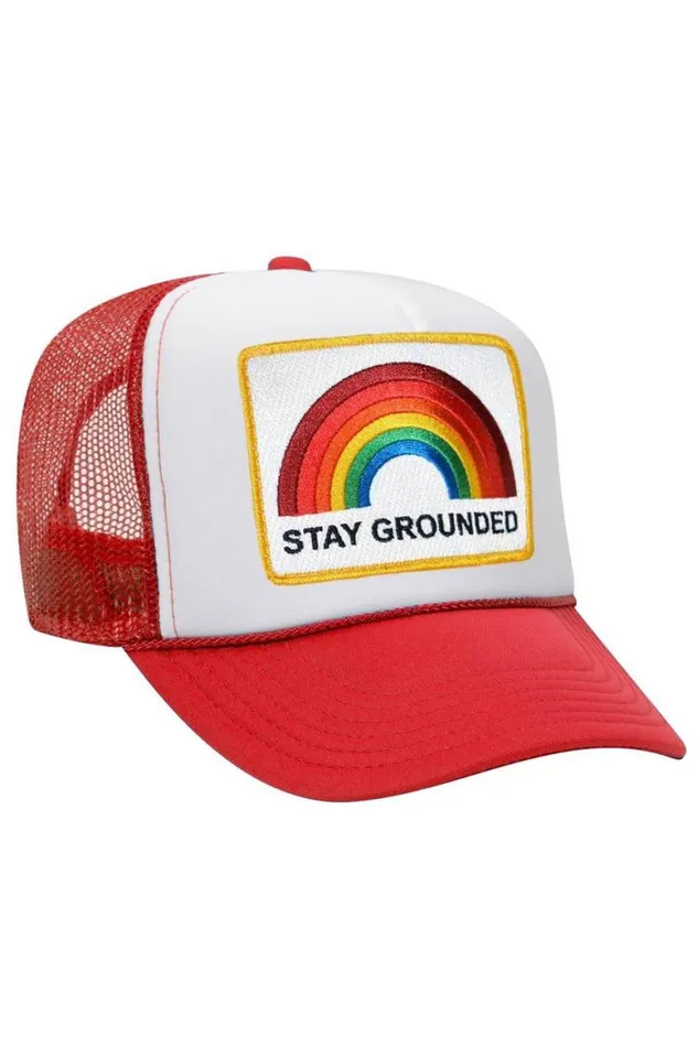 WomenMen Trucker Hats Aviator Nation Stay Grounded Trucker Hat