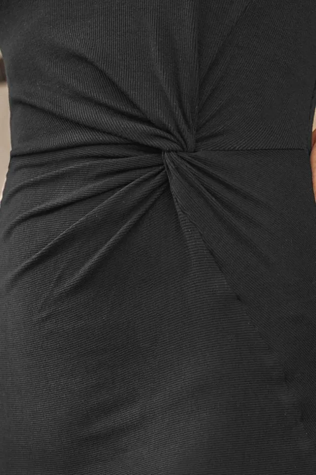 Women Midi Dresses Cupshe Harmoni Black Twist Front Bodycon Dress Black