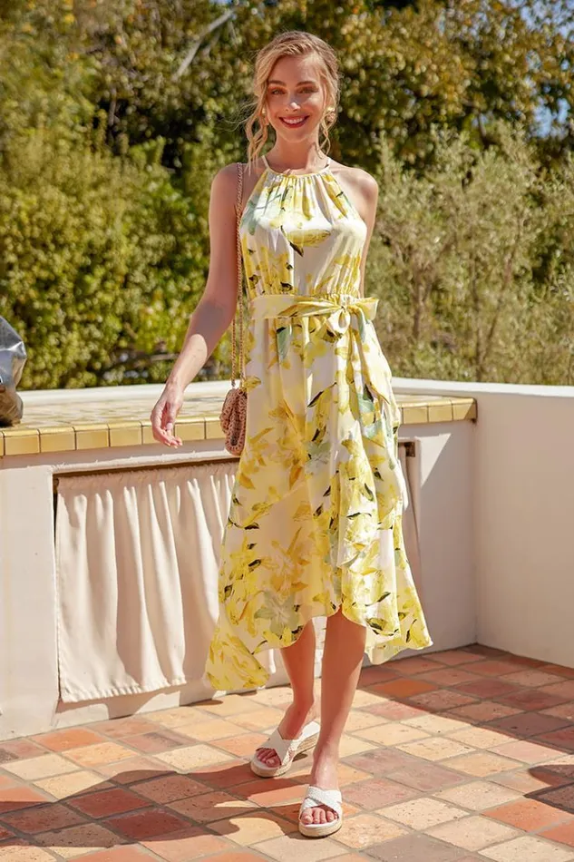 Women Midi Dresses Cupshe Lucky Bay Halter Neck Irregular Hem Slip Dress Yellow Women Midi Dresses Cupshe Lucky Bay Halter Neck Irregular Hem Slip Dress Yellow
