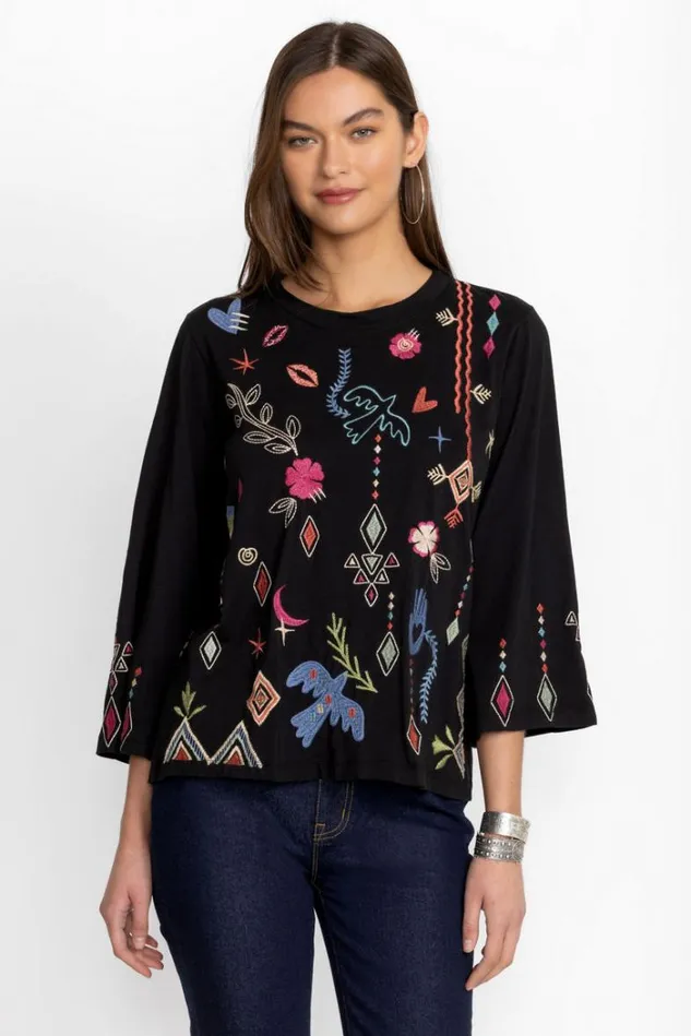 Women MILLEY KIMONO SLEEVE TEE Black Johnny Was Tops Women MILLEY KIMONO SLEEVE TEE Black Johnny Was Tops