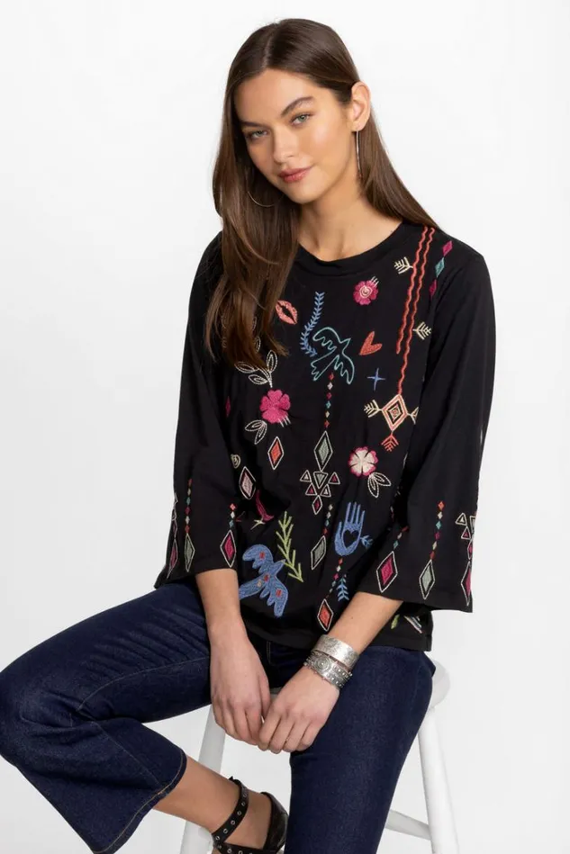 Women MILLEY KIMONO SLEEVE TEE Black Johnny Was Tops Women MILLEY KIMONO SLEEVE TEE Black Johnny Was Tops