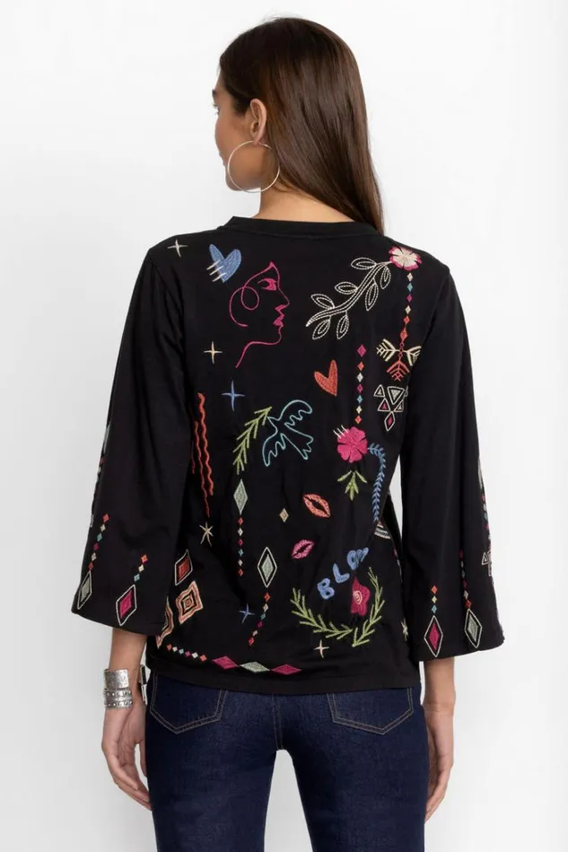 Women MILLEY KIMONO SLEEVE TEE Black Johnny Was Tops Women MILLEY KIMONO SLEEVE TEE Black Johnny Was Tops
