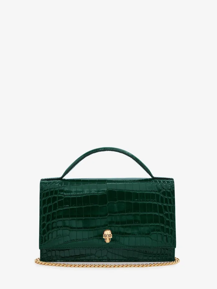 Women Mini Bags Alexander McQueen Top Handle Skull Bag Emerald
