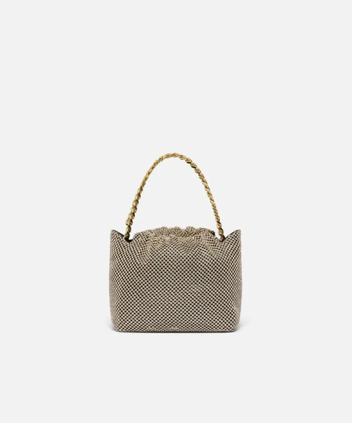 Women Mini Bags Pinko Mini Clutch In Rhinestone Mesh Blackgold