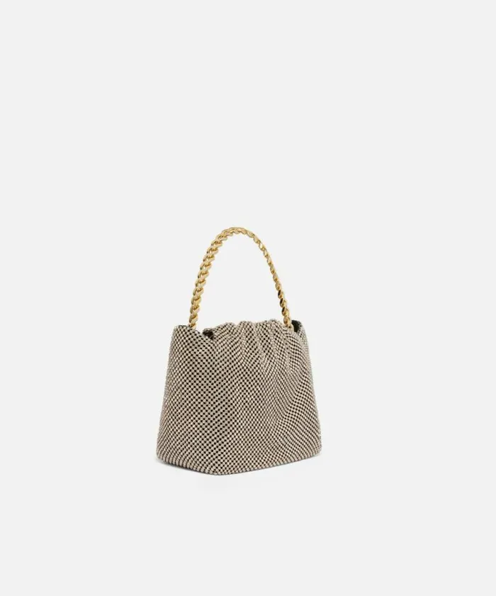Women Mini Bags Pinko Mini Clutch In Rhinestone Mesh Blackgold Women Mini Bags Pinko Mini Clutch In Rhinestone Mesh Blackgold
