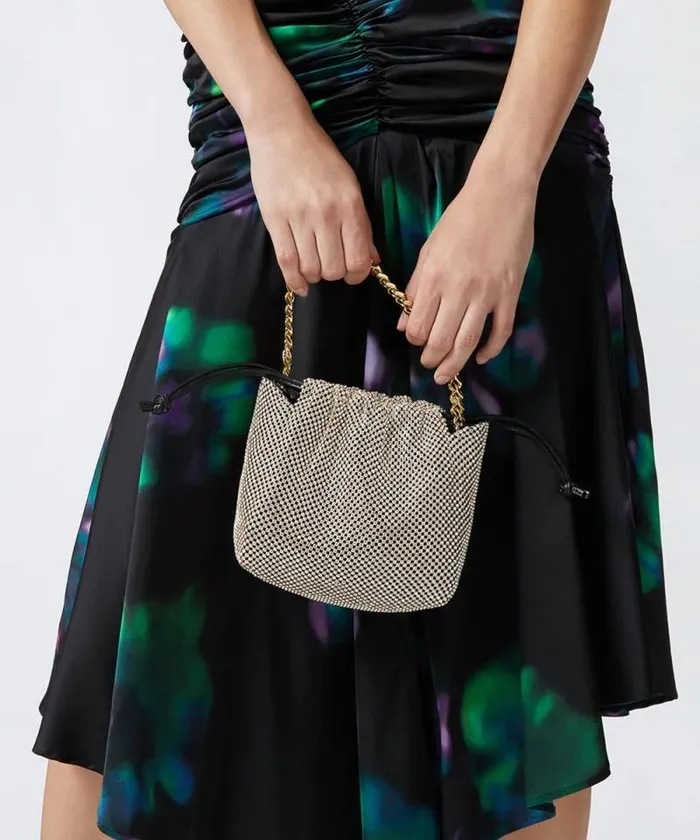 Women Mini Bags Pinko Mini Clutch In Rhinestone Mesh Blackgold Women Mini Bags Pinko Mini Clutch In Rhinestone Mesh Blackgold