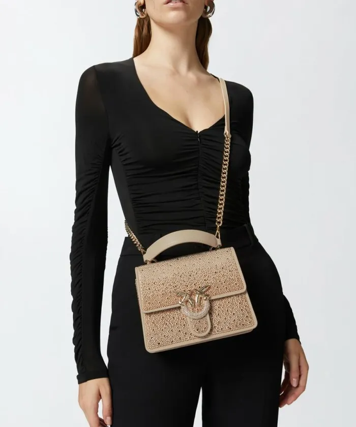 Women Mini Bags Pinko Mini Love Bag Handbag With Gradienteffect Rhinestones Goldshiny Gold Women Mini Bags Pinko Mini Love Bag Handbag With Gradienteffect Rhinestones Goldshiny Gold