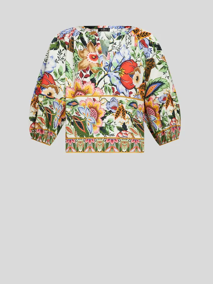 Women Multicoloured Bouquet Blouse Etro Shirts And Blouses