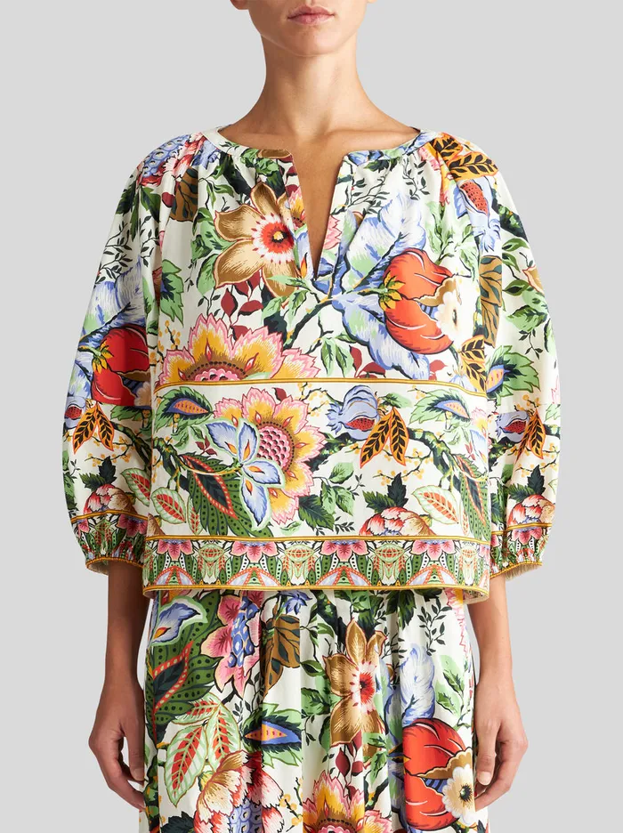 Women Multicoloured Bouquet Blouse Etro Shirts And Blouses