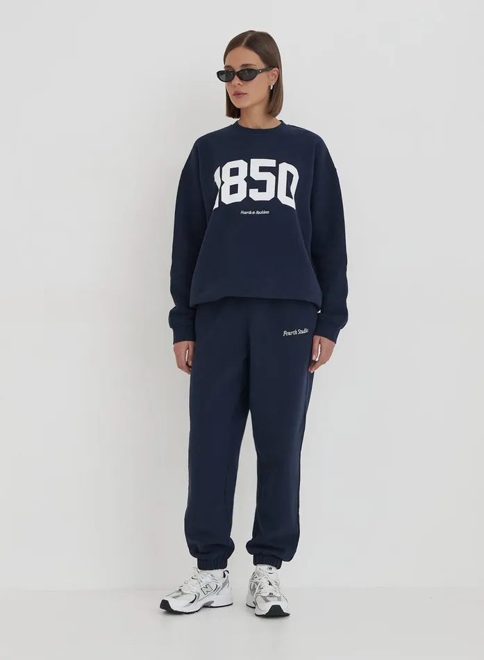Women Navy Fourth Branded Cuffed Jogger Harley 4th and Reckless Athleisure