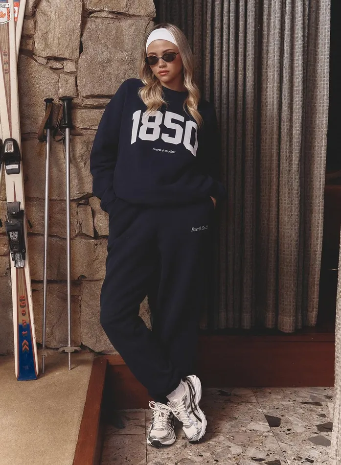 Women Navy Fourth Branded Cuffed Jogger Harley 4th and Reckless Athleisure
