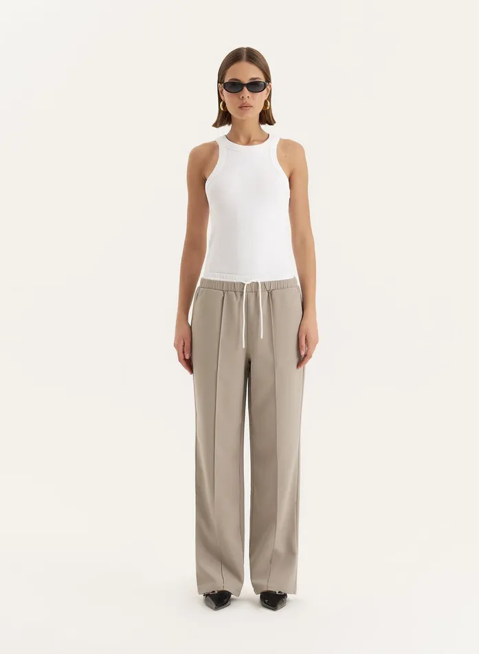 Women Olive Contrast Waistband Straight Leg Trouser Bianca 4th and Reckless Pants Women Olive Contrast Waistband Straight Leg Trouser Bianca 4th and Reckless Pants