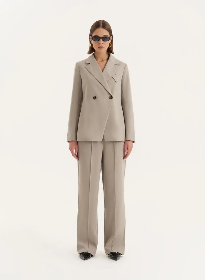 Women Olive Contrast Waistband Straight Leg Trouser Bianca 4th and Reckless Pants