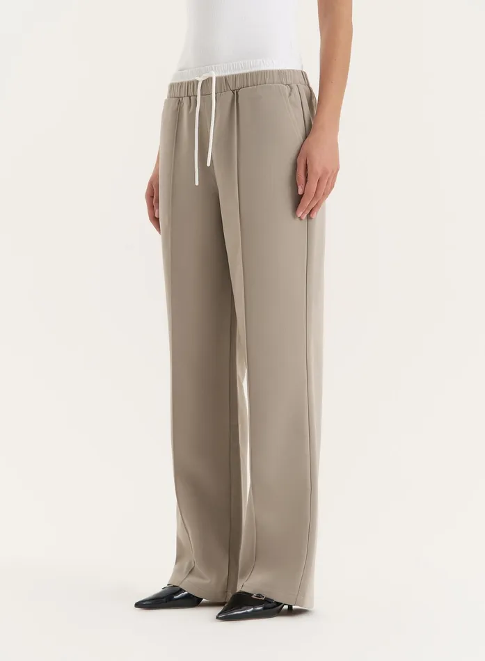 Women Olive Contrast Waistband Straight Leg Trouser Bianca 4th and Reckless Pants