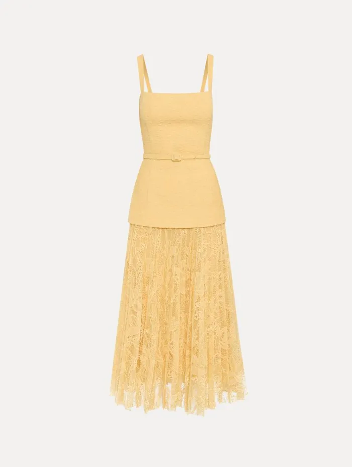 Women Orchid Guipure and Tweed Dress Banana Oscar De La Renta Dresses