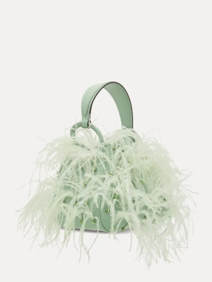 Women Ostrich Feather O Handle Bag Willow Oscar De La Renta Handbags